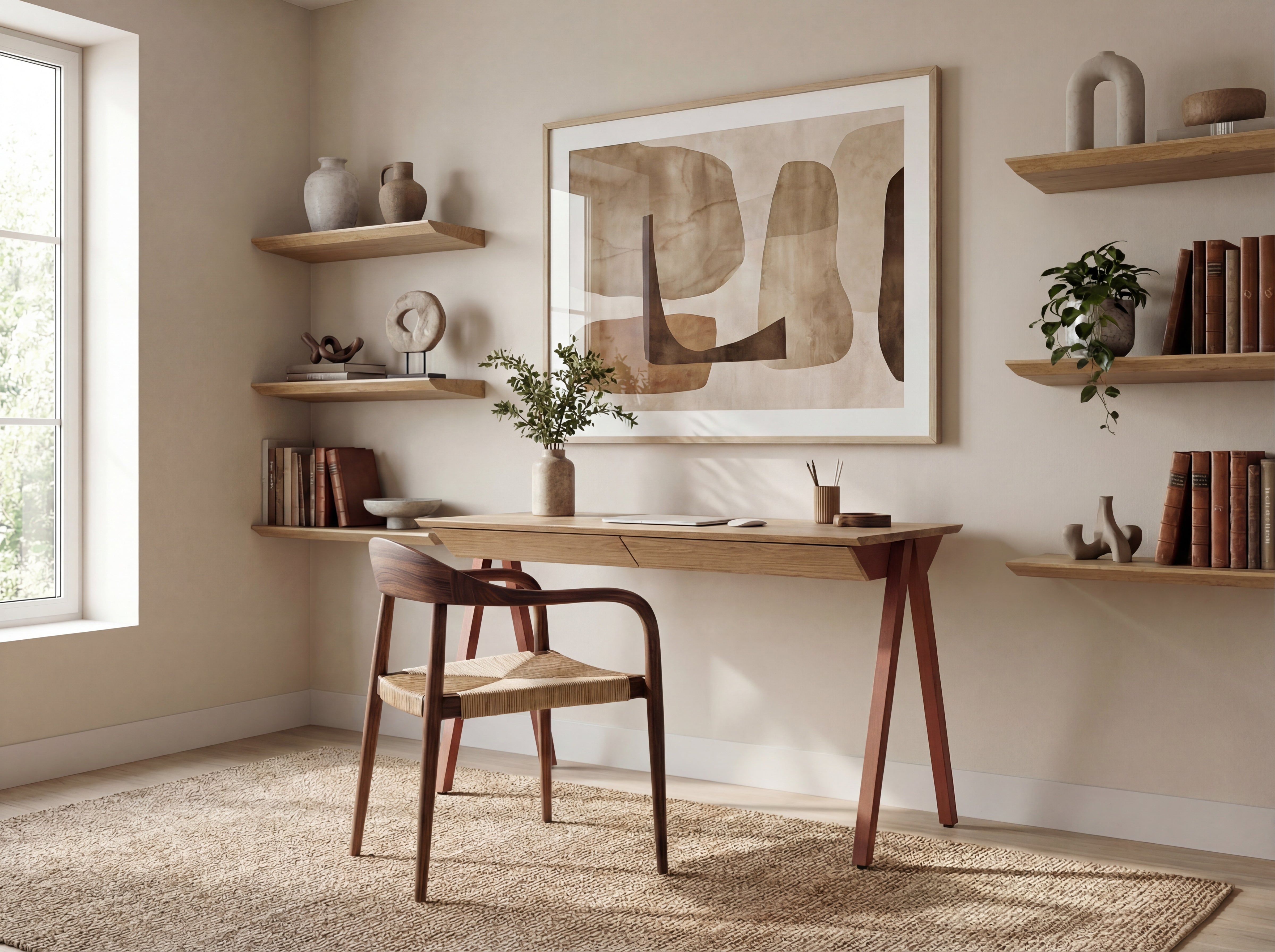 Biurko drewniane Vogel M 120x60 cm Natural Oak/Russet - lakier