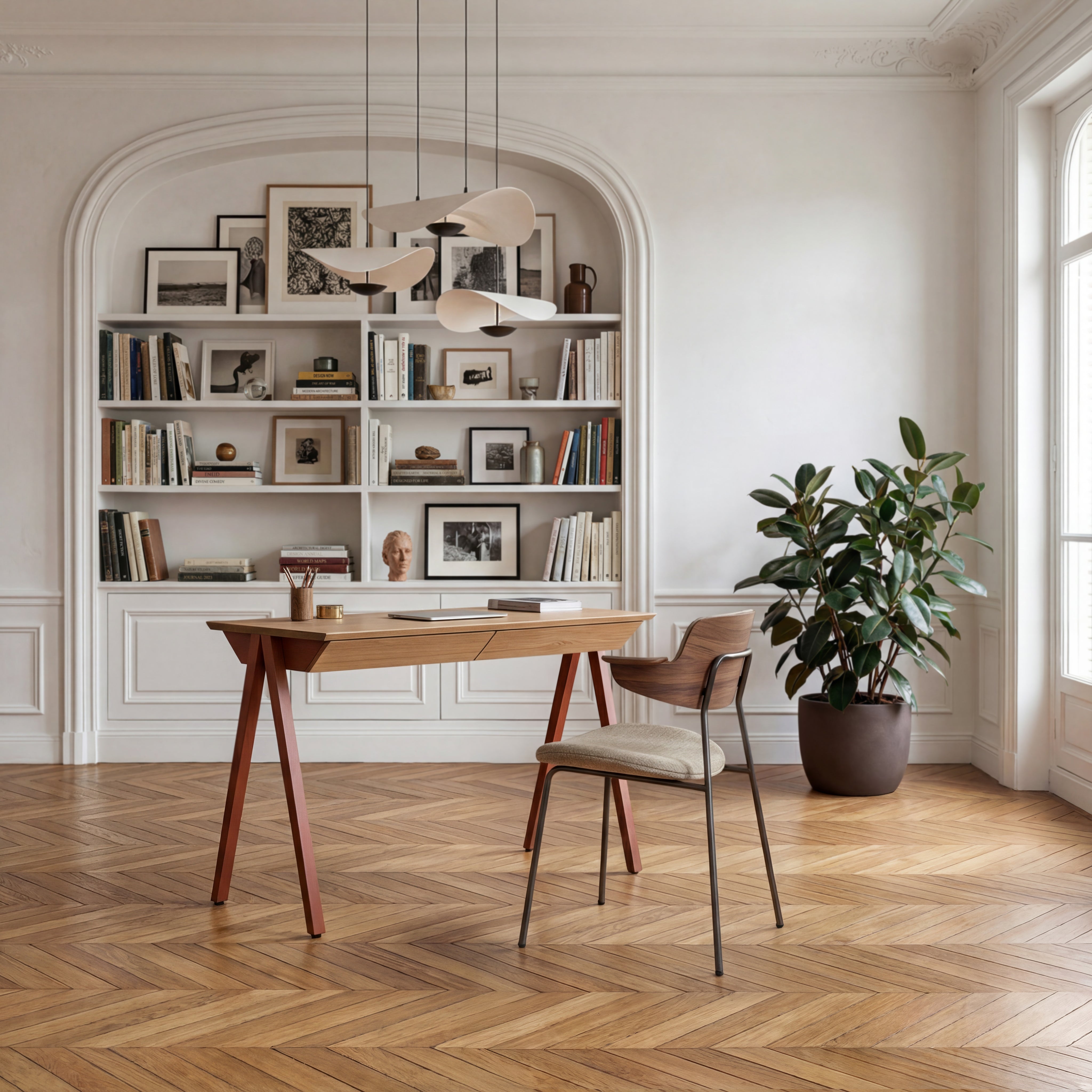 Biurko drewniane Vogel M 120x60 cm Natural Oak/Russet - lakier