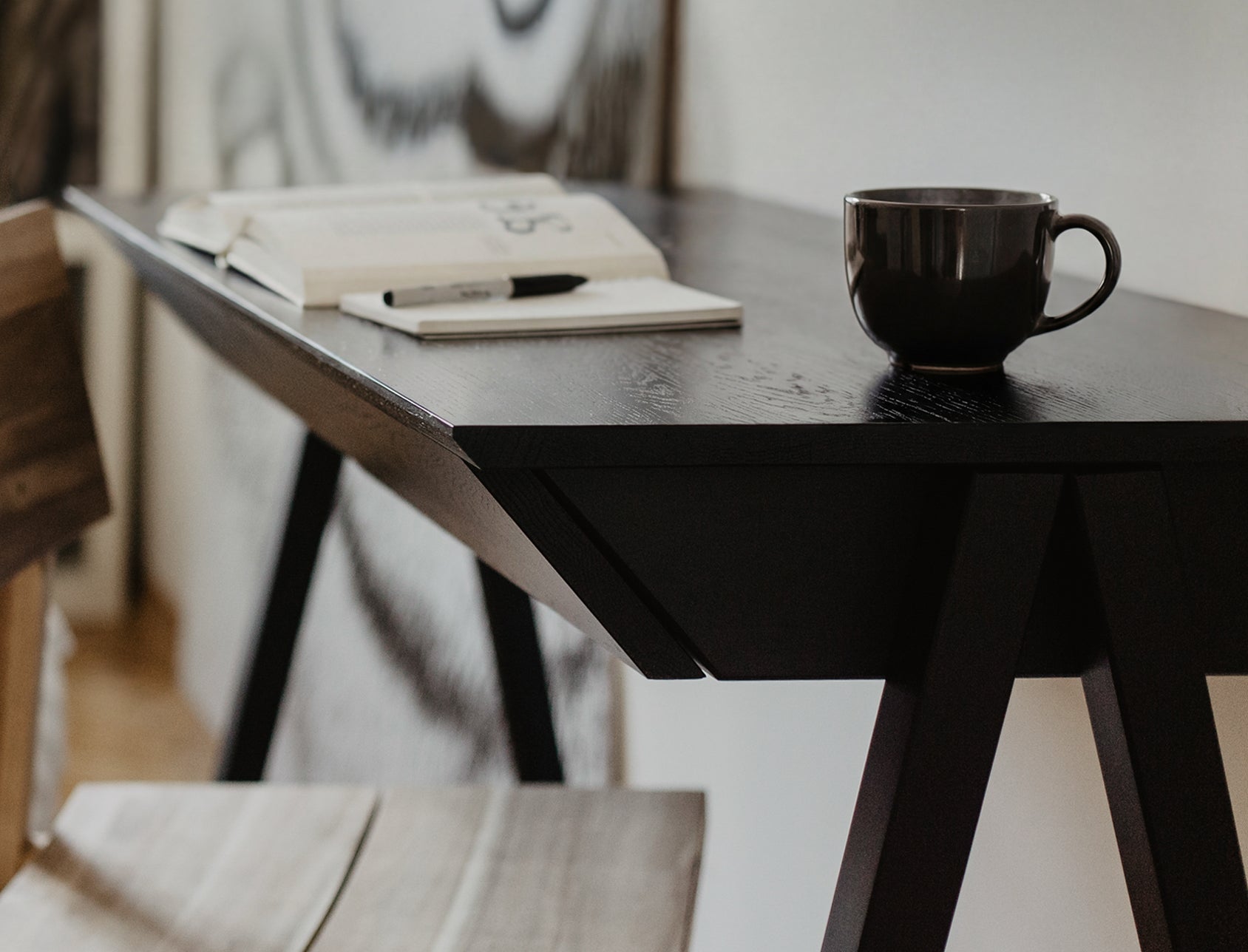 Biurko drewniane Vogel S 100x50 cm Black Oak/Black - lakier