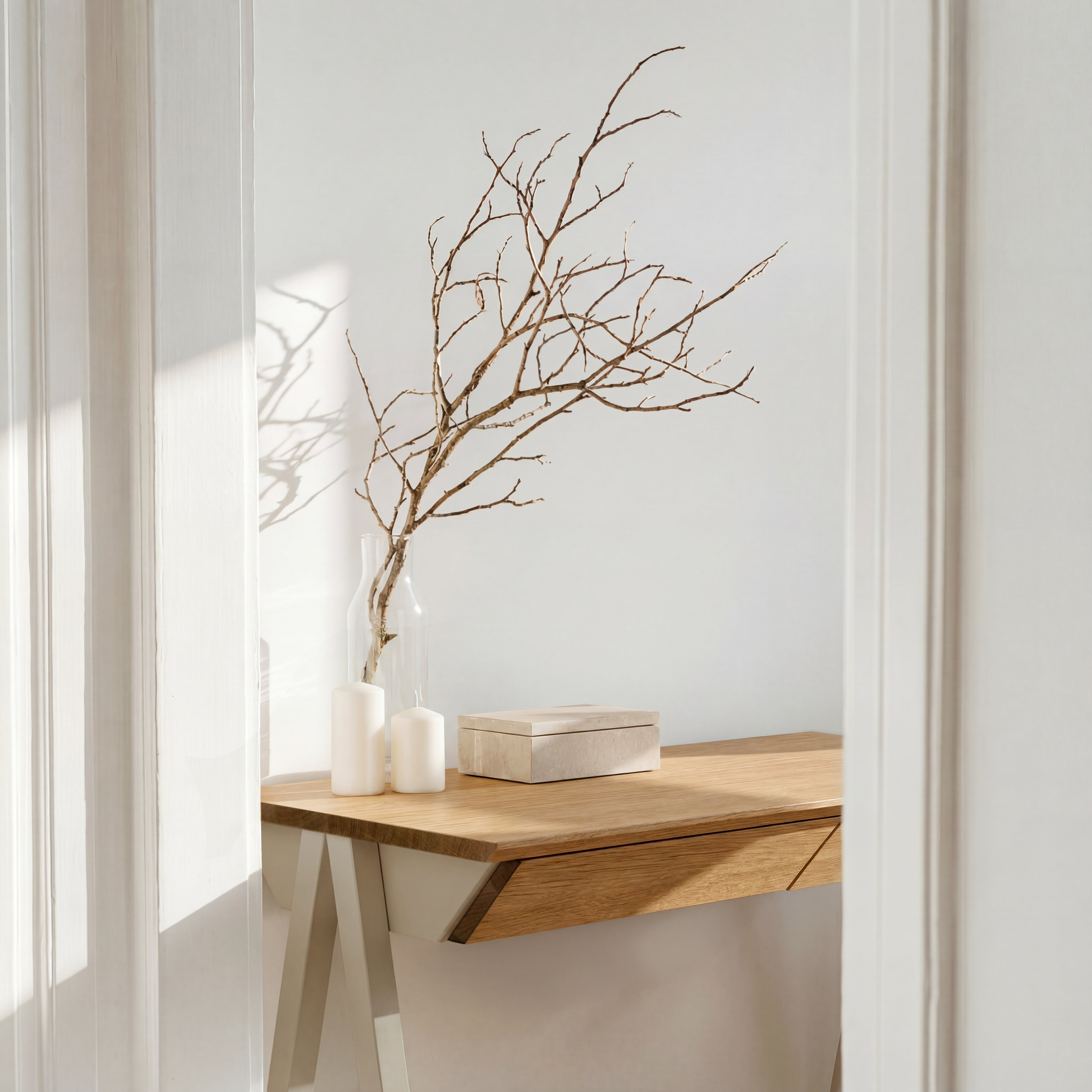 Biurko drewniane Vogel S 100x50 cm Natural Oak/Cashmere - lakier