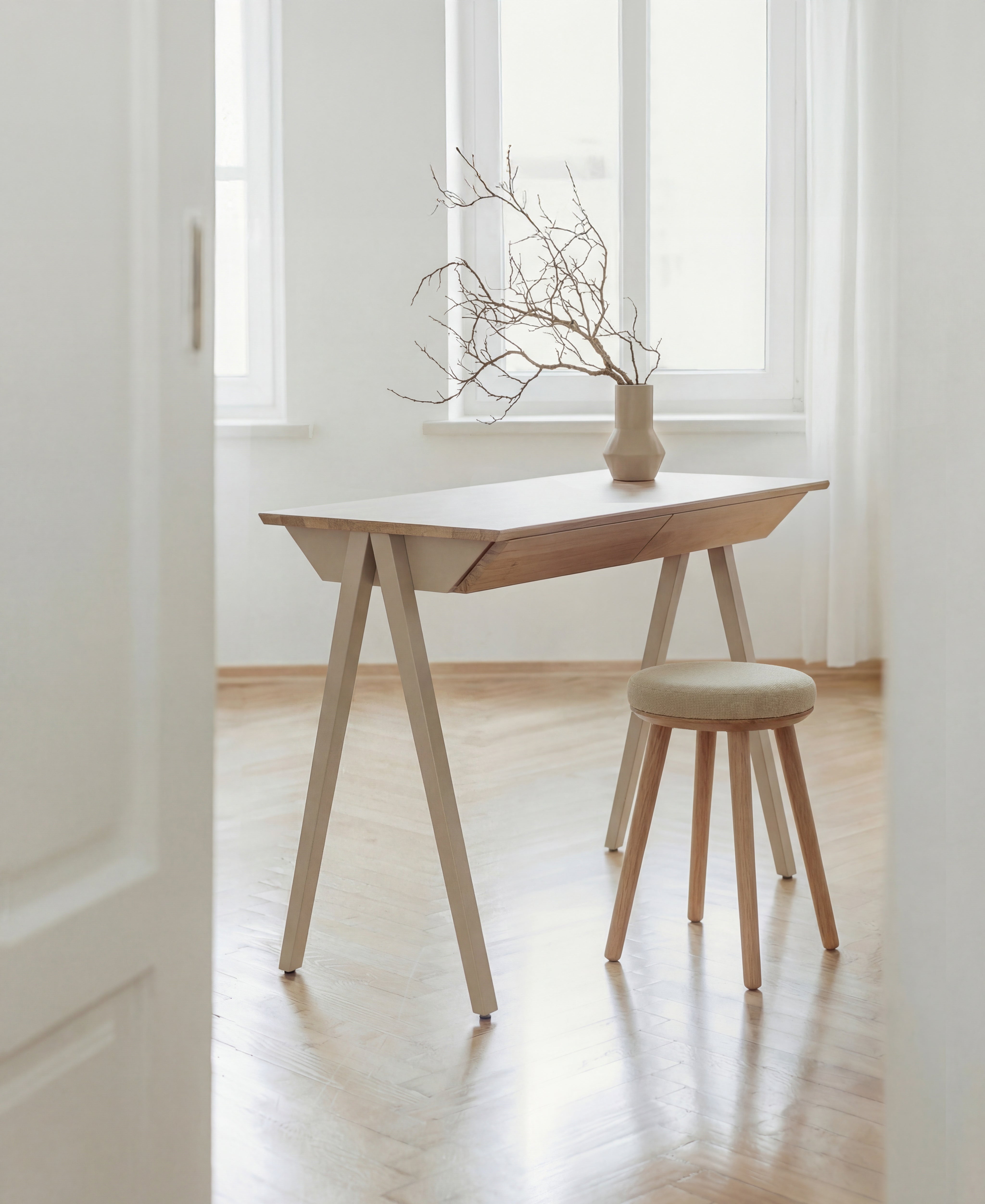 Biurko drewniane vogel rozmiar S 100x50 cm Natural Oak/Cashmere - lakier